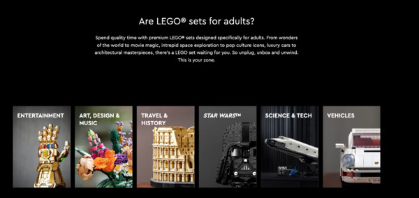 Lego sets for adults.